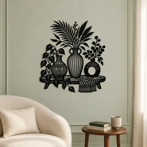 Vue alternative de Boho Vase Trio Metal Wall Art | Cozy Home Metal Decor