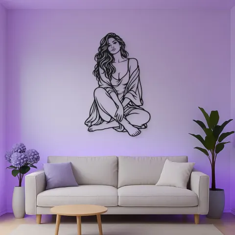 Vista alternativa de Folded Legs Muse Metal Wall Art | Minimalist Woman Line Art
