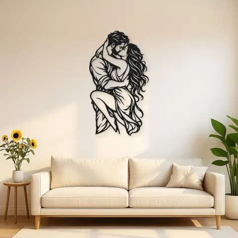 Wrapped in Arms Metal Wall Art | Romantic Couple Decor