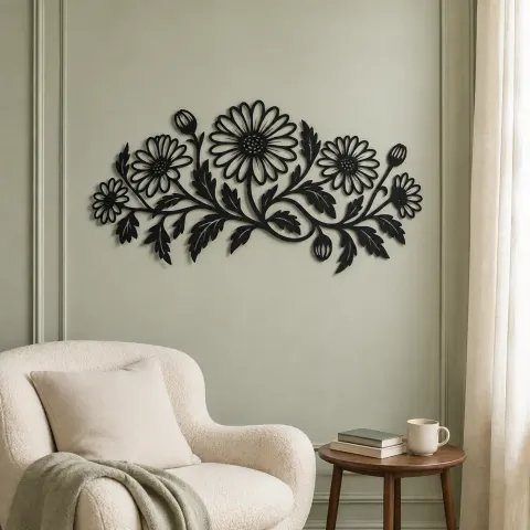 Vue alternative de Daisy Chain Metal Wall Art | Botanical Metal Wall Decor