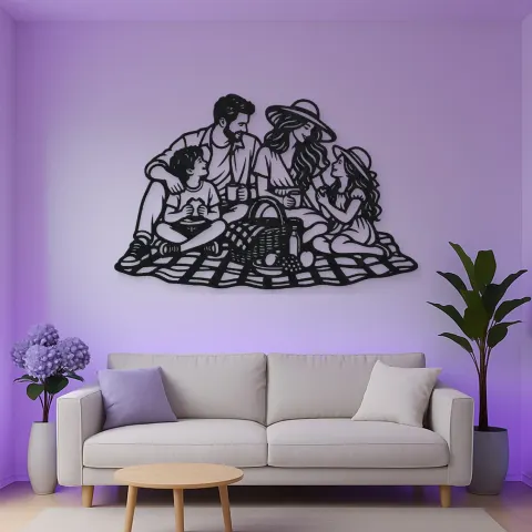 Vista alternativa de Family Picnic Metal Wall Art | Family Silhouette Decor
