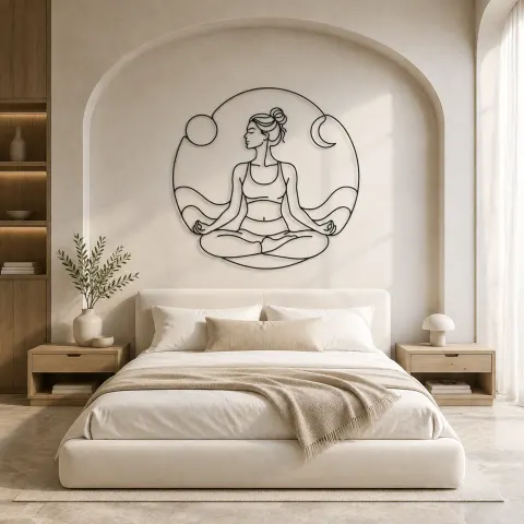 Vue alternative de Décoration murale en métal Lotus Pose Meditation | Décor mural yoga et méditation