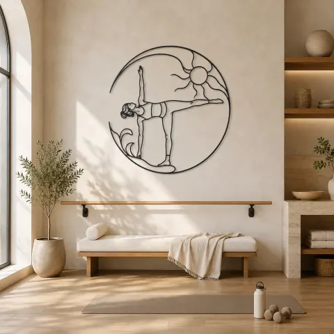 Décoration murale en métal Half Moon Balance | Décor mural pour le yoga et la méditation