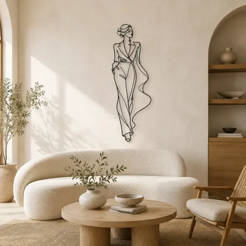 Décoration murale en métal Minimaliste Runway Line | Décor mural figure de mode