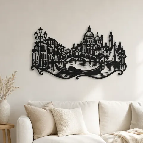 Venice Gondola Curve Metal Wall Art | Travel and City Wall Decor