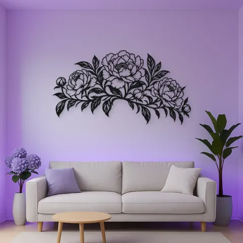 Peony Garden Arc Metal Wall Art | Botanical Metal Wall Decor alternative Ansicht