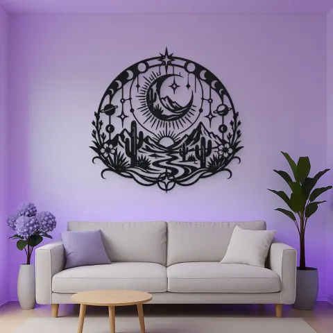 Desert Moon Arc Metal Wall Art | Nature Silhouette Decor alternative Ansicht