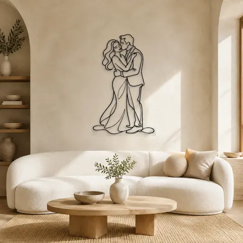 Décoration murale en métal "Baisers sur la joue" | Décor romantique pour couple