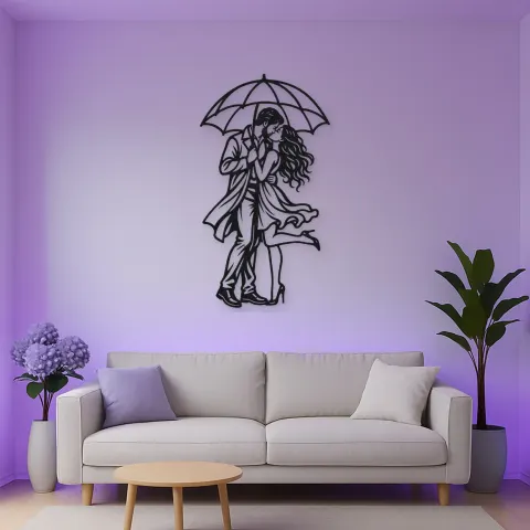 Vista alternativa de Under One Umbrella Metal Wall Art | Romantic Couple Decor