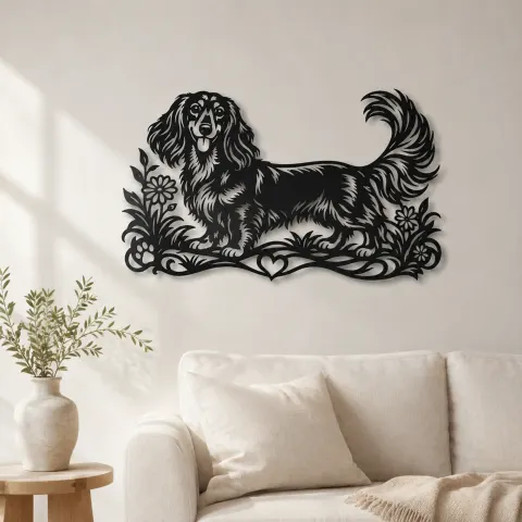Dachshund Long Line Metal Wall Art | Pet Lover Silhouette Decor