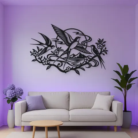 Swallow Flight Flow Metal Wall Art | Wildlife Silhouette Decor alternative Ansicht