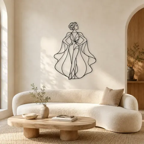 Décoration murale en métal Modèle Cape de Soie | Décor mural figure de mode