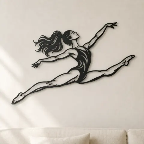 Gymnastics Split Leap Metal Wall Art | Movement Silhouette Decor