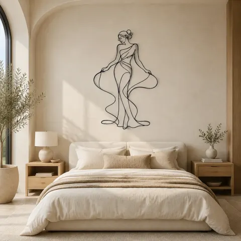 Vue alternative de Décoration murale en métal Femme Ruban de Soie | Décor mural figure de mode