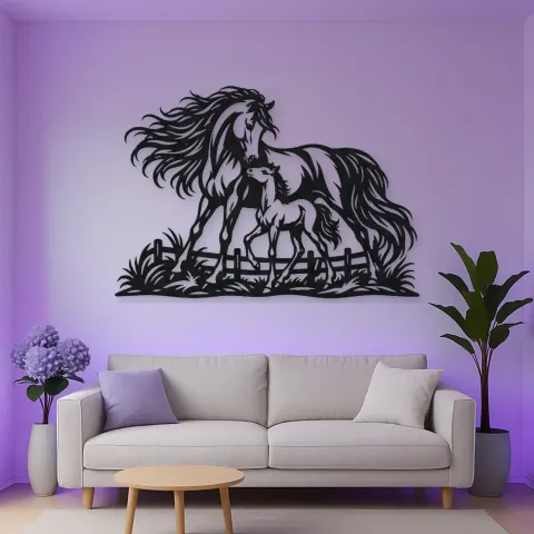 Vista alternativa de Mare and Foal Metal Wall Art | Equestrian Wall Decor