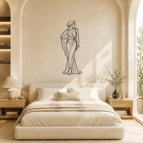 Vue alternative de Décoration murale en métal "Pose de manche drapée" | Décor de figure de mode