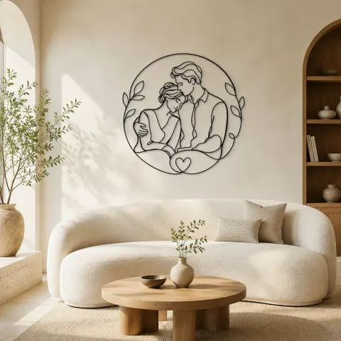 Décoration murale en métal Amoureux Repos d'Épaule | Décor Romantique