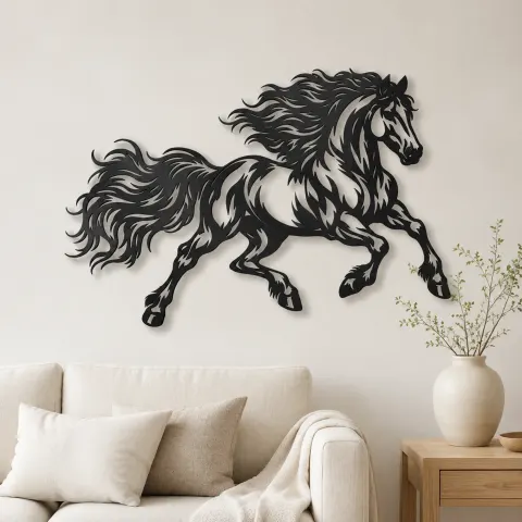 Running Stallion Metal Wall Art | Equestrian Wall Decor