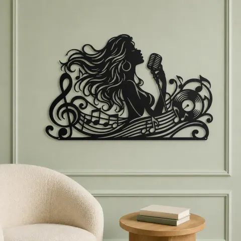 Vue alternative de Singer Silhouette Metal Wall Art | Music Room Wall Decor