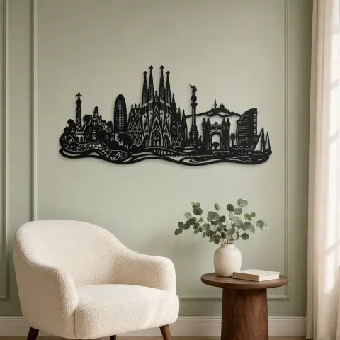 Vue alternative de Barcelona Architecture Metal Wall Art | Travel and City Wall Decor