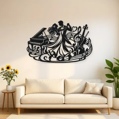 Dancing Couple Music Metal Wall Art | Romantic Couple Decor