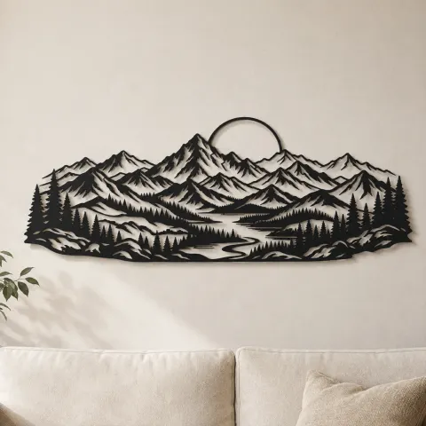 Endless Mountain Horizon Metal Wall Art | Nature Silhouette Decor