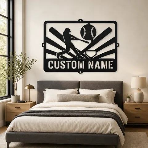 Vue alternative de Décoration murale en métal personnalisée de batteur de baseball avec diamant