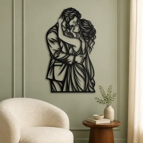 Vue alternative de Anniversary Embrace Metal Wall Art | Romantic Couple Decor