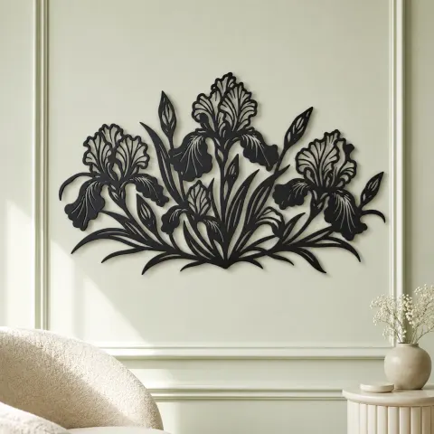 Vue alternative de Iris Garden Metal Wall Art | Botanical Metal Wall Decor