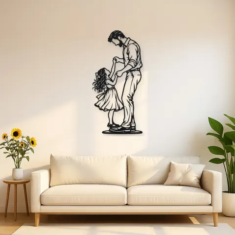 Father Daughter Dance Metal Wall Art | Family Silhouette Decor