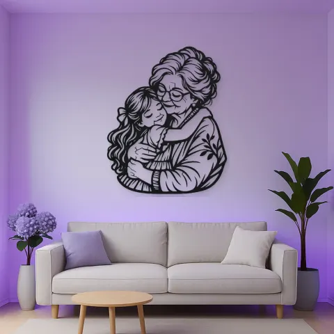 Grandmother Granddaughter Metal Wall Art | Family Silhouette Decor alternative Ansicht