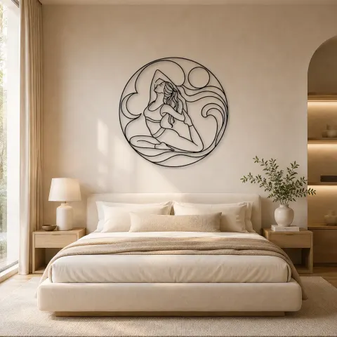 Vue alternative de Décoration murale en métal Mermaid Pose Flow | Décor mural féminin