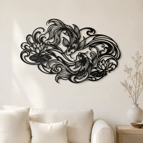 Koi Water Flow Metal Wall Art | Coastal and Nautical Wall Decor
