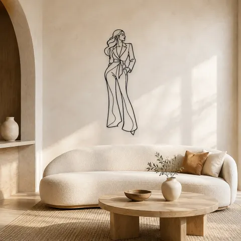 Décoration murale en métal Femme en Costume Sur Mesure | Décor mural Figure de Mode