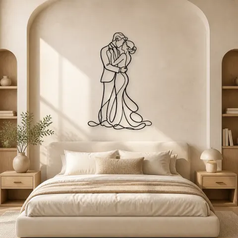 Vue alternative de Décoration murale en métal Couple Élégant du Soir | Décor Couple Romantique