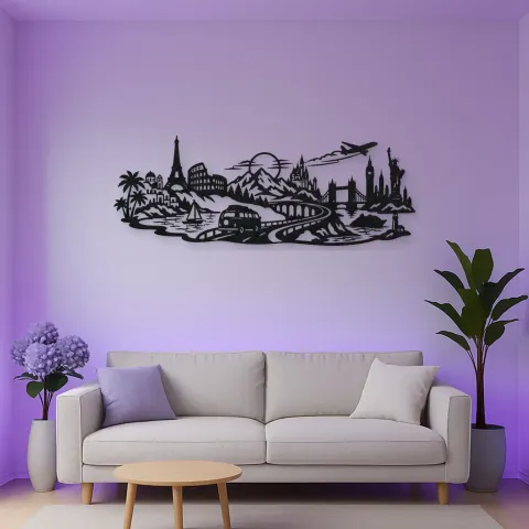 Vue alternative de Road Trip Horizon Metal Wall Art | Travel and City Wall Decor
