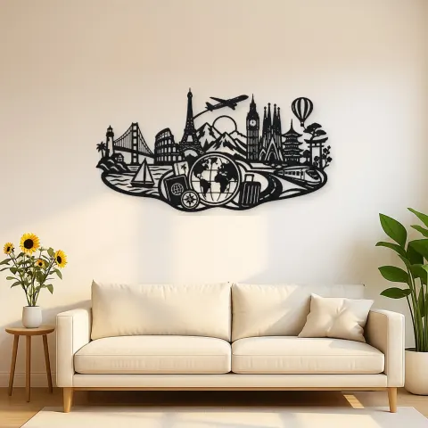 Passport Journey Symbol Metal Wall Art | Travel and City Wall Decor