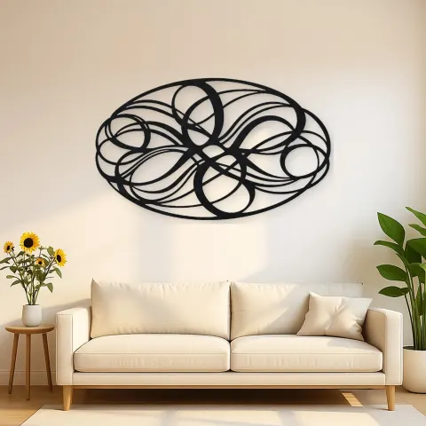 Woven Oval Network Metal Wall Art | Modern Abstract Metal Decor