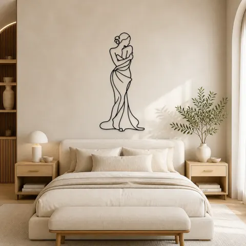 Vue alternative de Pose de torse enveloppé | Décoration murale en métal