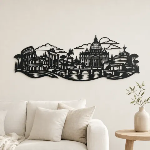 Rome Skyline Flow Metal Wall Art | Travel and City Wall Decor