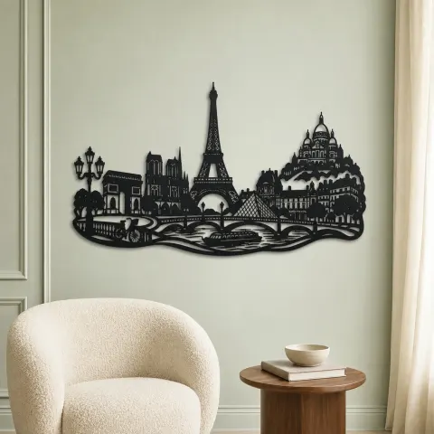 Vue alternative de Paris Skyline Flow Metal Wall Art | Travel and City Wall Decor