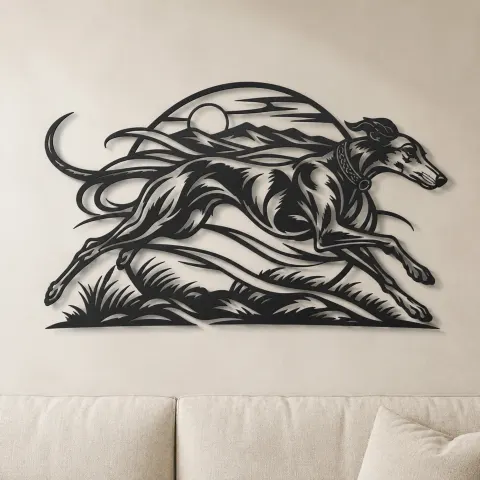 Greyhound Motion Metal Wall Art | Pet Lover Silhouette Decor