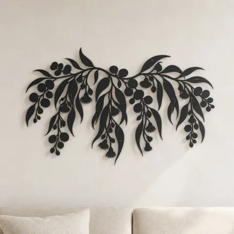 Eucalyptus Cascade Metal Wall Art | Botanical Metal Wall Decor