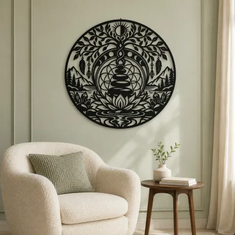 Vue alternative de Balance Stone Circle Metal Wall Art | Modern Abstract Metal Decor