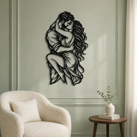 Vue alternative de Wrapped in Arms Metal Wall Art | Romantic Couple Decor