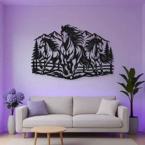 Three Horse Herd Metal Wall Art | Equestrian Wall Decor alternative Ansicht