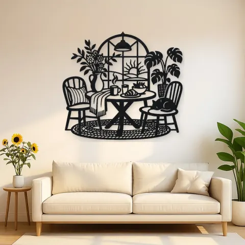 Breakfast Table Moment Metal Wall Art | Cozy Home Metal Decor