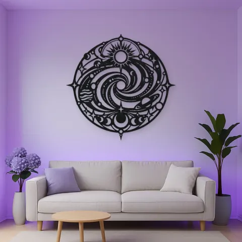 Vista alternativa de Galaxy Spiral Emblem Metal Wall Art | Celestial Boho Wall Decor