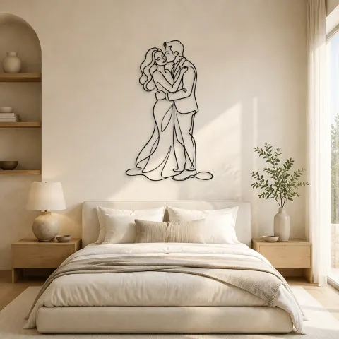 Vue alternative de Décoration murale en métal "Baisers sur la joue" | Décor romantique pour couple