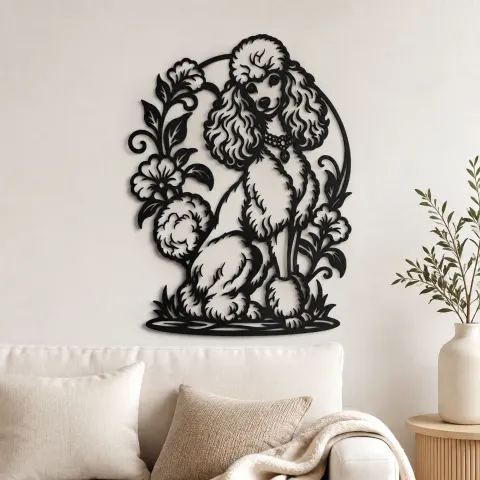 Poodle Elegant Pose Metal Wall Art | Pet Lover Silhouette Decor